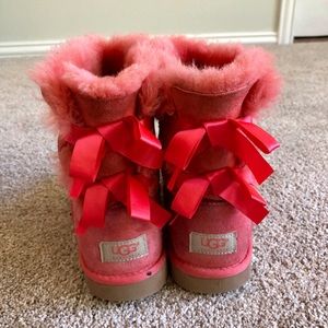 Pink UGG boots with fur inside